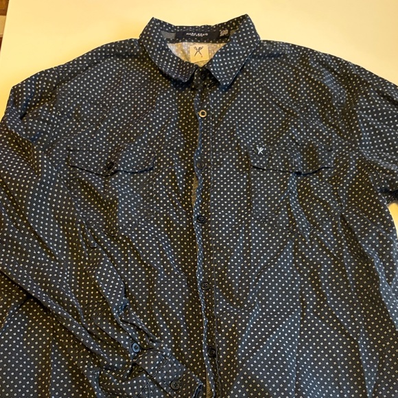 Marc Ecko Dark Blue Polka Dot Shirt - Picture 1 of 10